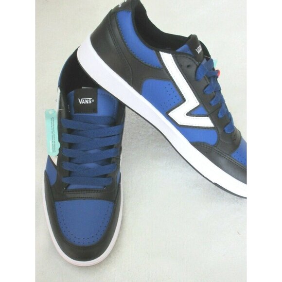 Vans Men's Lowland Cc Leather Two Tone Skate Shoes Black True Blue White NWT - Picture 4 of 5